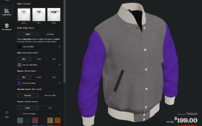 Varsity Jacked displayed in a 3D Customizer